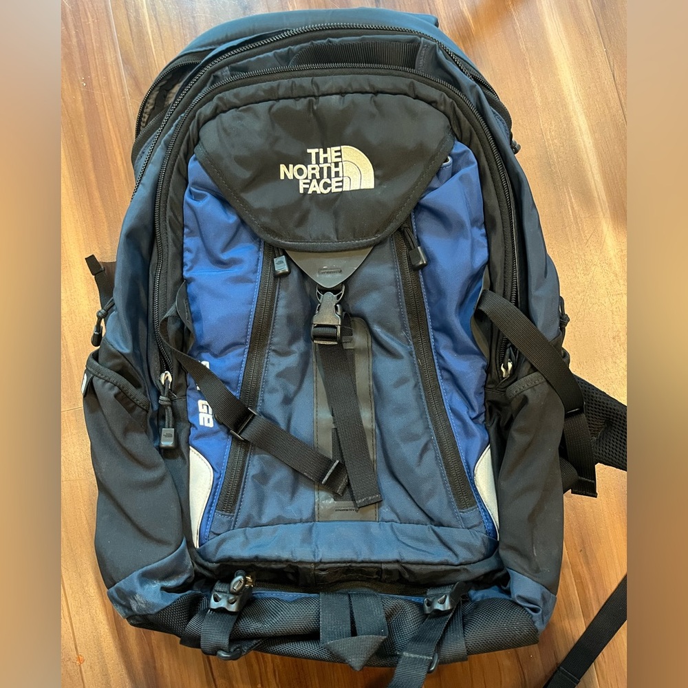 North Face Blue & Black Backpack